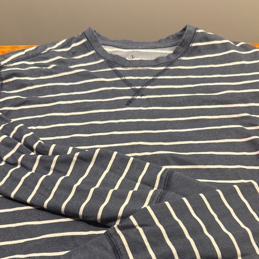 Old Navy Navy Blue and White Striped Long Sleeve Shirt